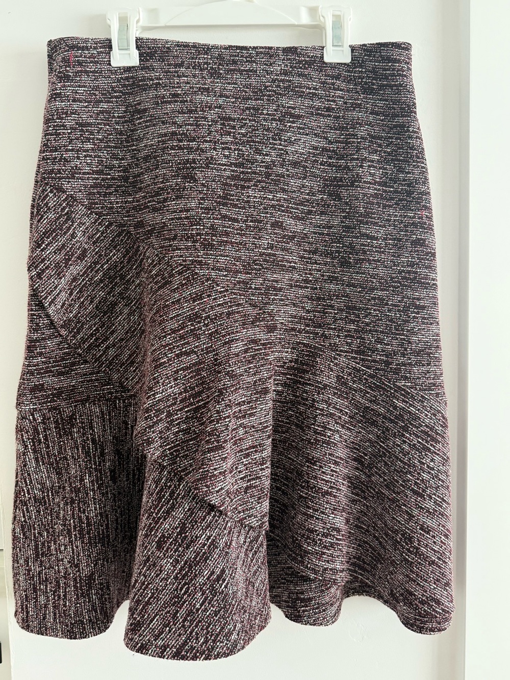 LOFT Black and Pink Marled Ruffle Skirt